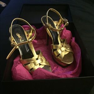 Gold Metallic YSL Tribute Sandal - Rare